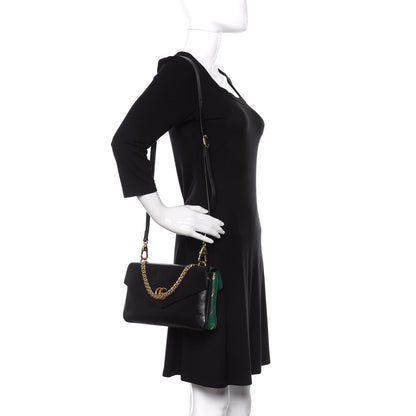 Gucci Calfskin Diagonal GG Medium Thiara Double Envelope Shoulder Bag Emerald Green Black 2 of 11