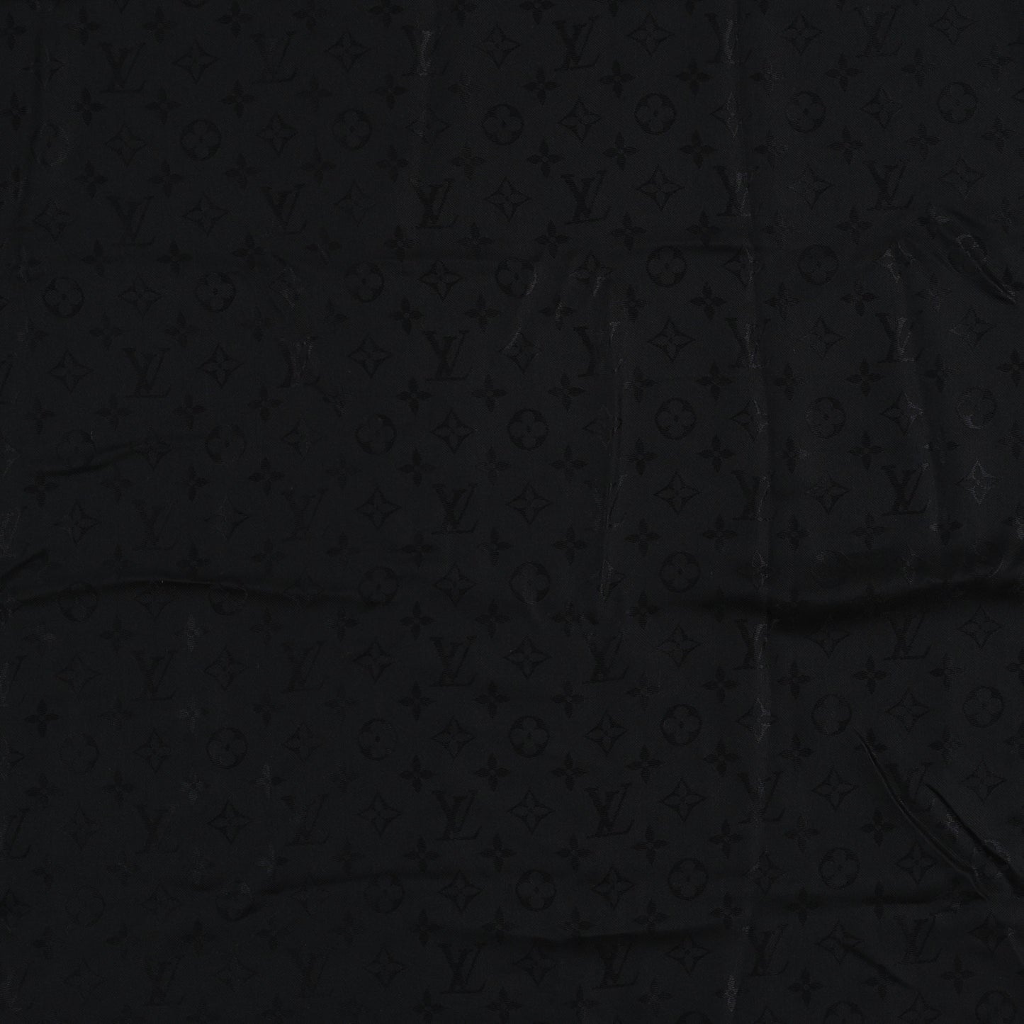 Silk Wool Monogram Shawl Black