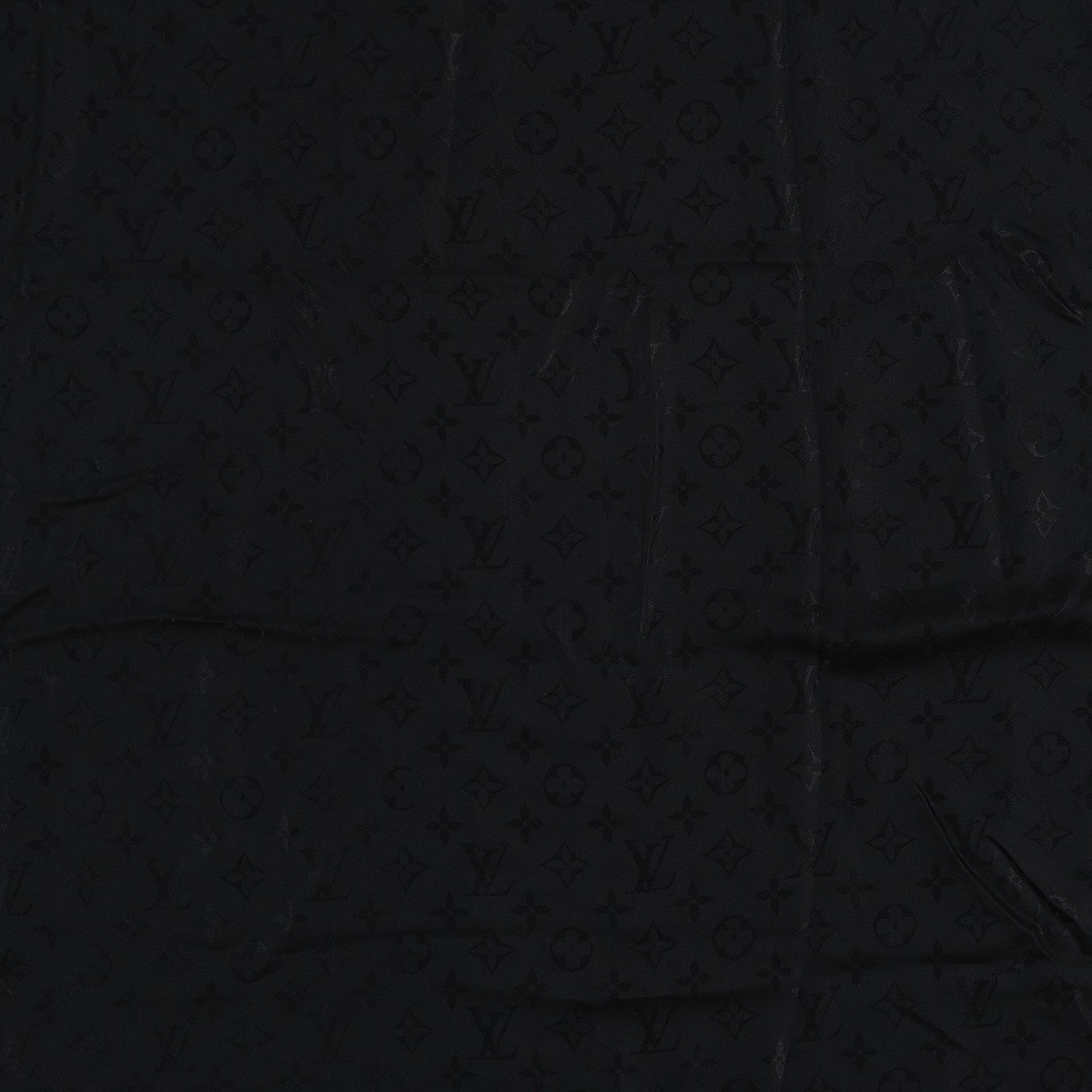 Louis Vuitton Silk Wool Monogram Shawl Black 2 of 3
