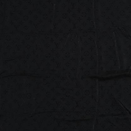 Louis Vuitton Silk Wool Monogram Shawl Black 2 of 3