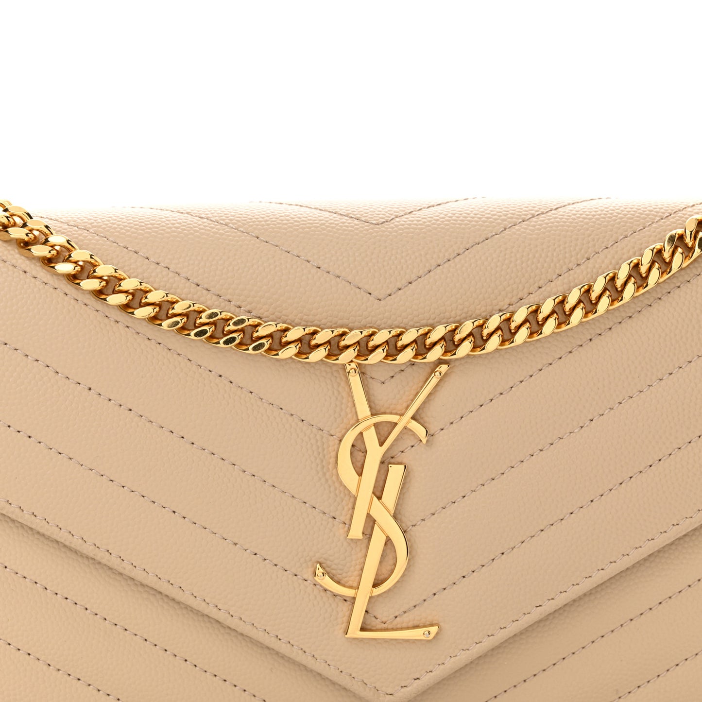 Grain De Poudre Matelasse Chevron Monogram Chain Wallet Nude Powder