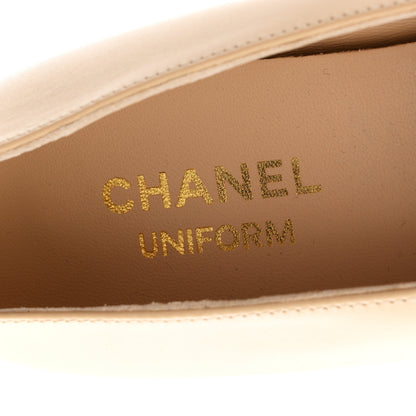 Chanel Lambskin Cap Toe CC Uniform Ballerina Flats 38 Beige Black 8 of 10