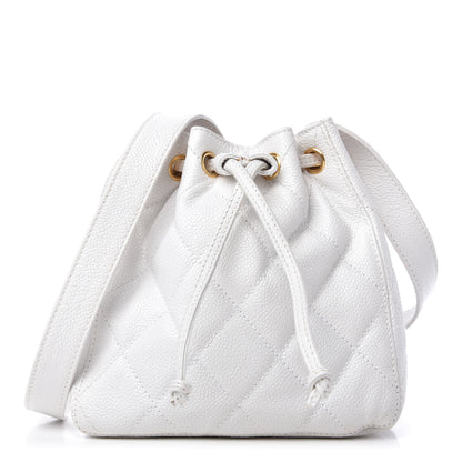 Chanel Caviar Quilted Drawstring Shoulder Bag White 1 of 10