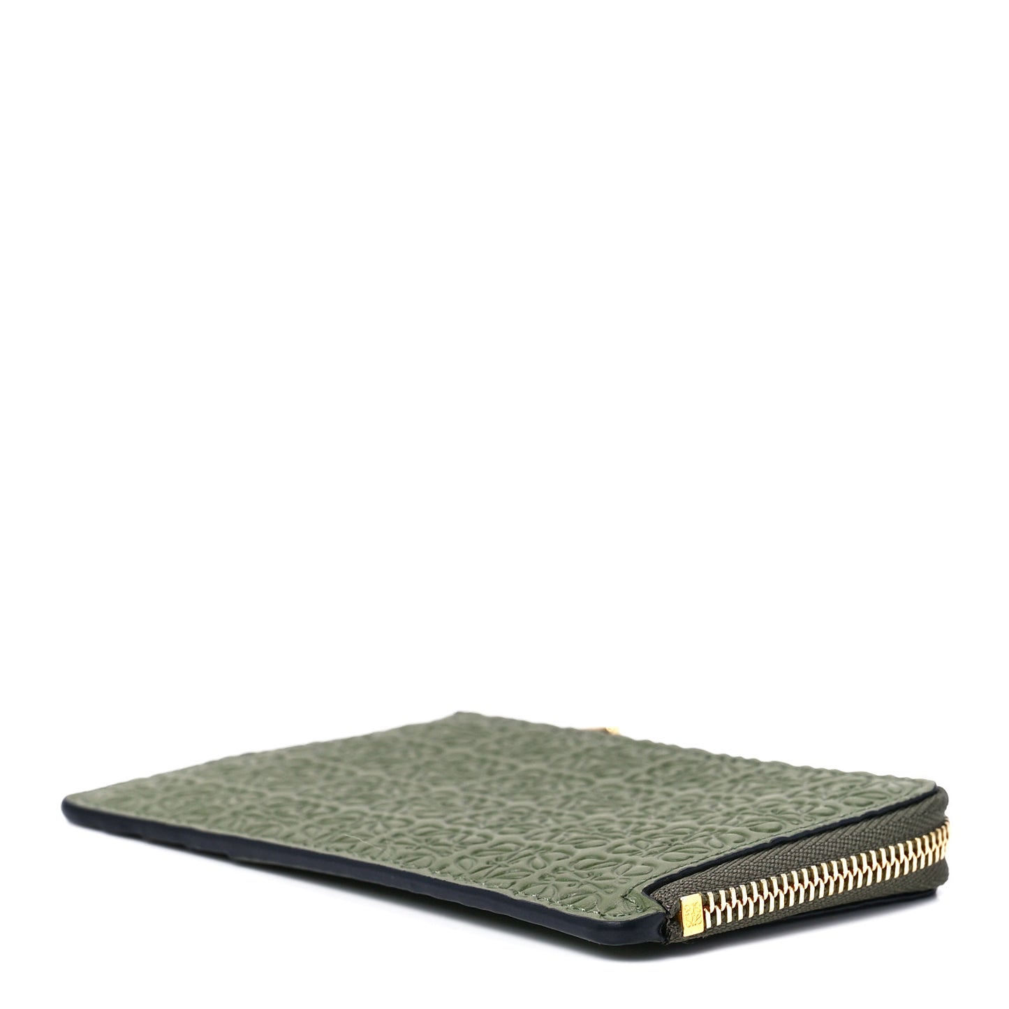 Calfskin Embossed Repeat Coin Card Holder Avocado Green