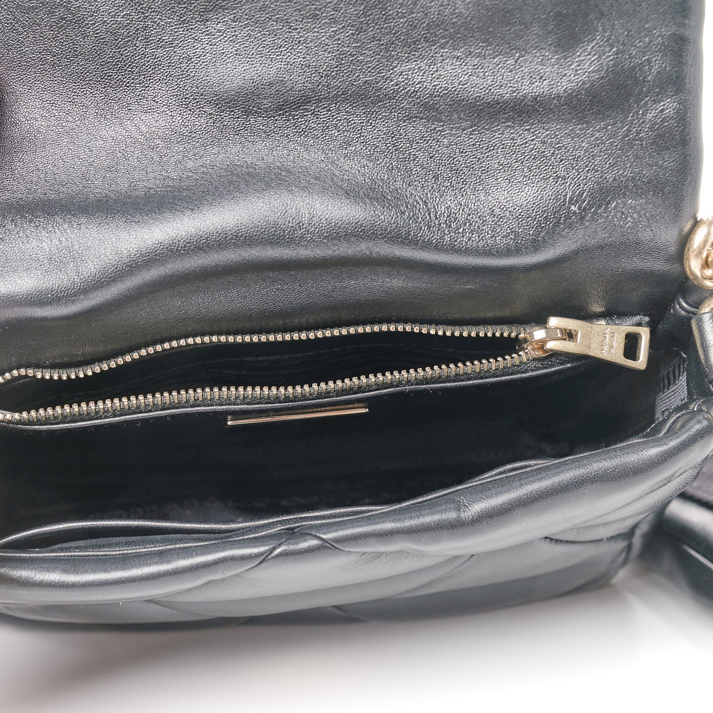 Nappa Re-Nylon Triangle Quilted Patchwork System Flap Shoulder Bag Black