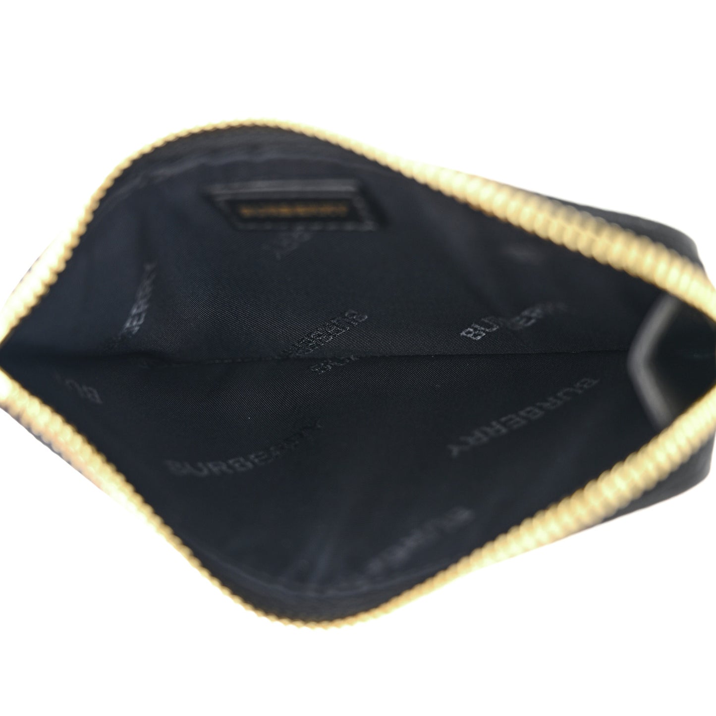 Check Calfskin Zip Card Case Holder Black