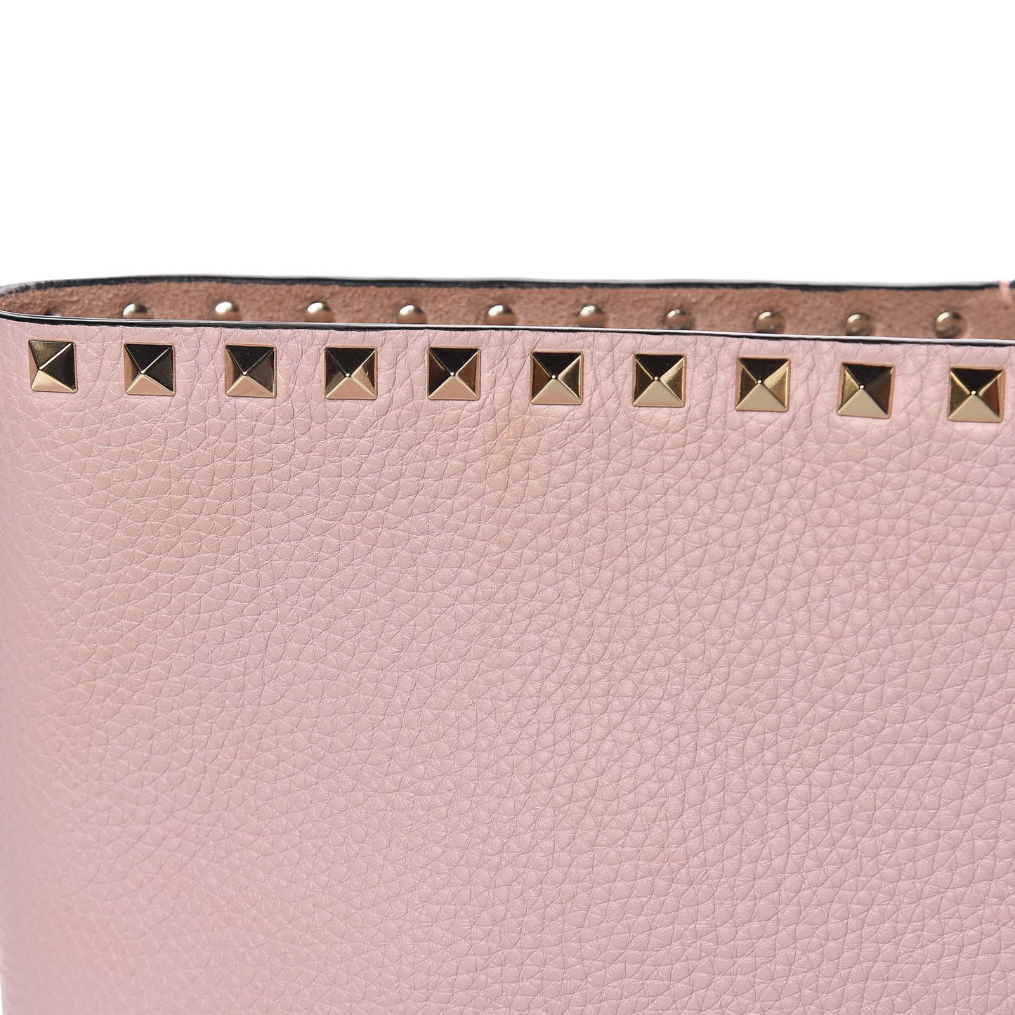Grained Calfskin Rockstud Shoulder Tote Water Rose