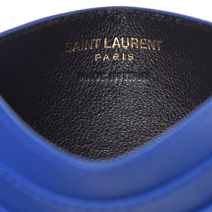 Saint Laurent Calfskin Monogram Credit Card Case Blue Majorelle 6 of 8