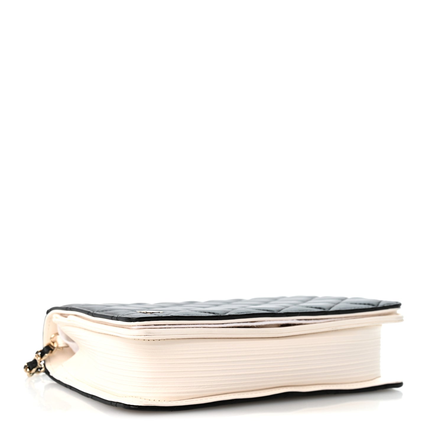 Lambskin Quilted Book Wallet On Chain WOC Black