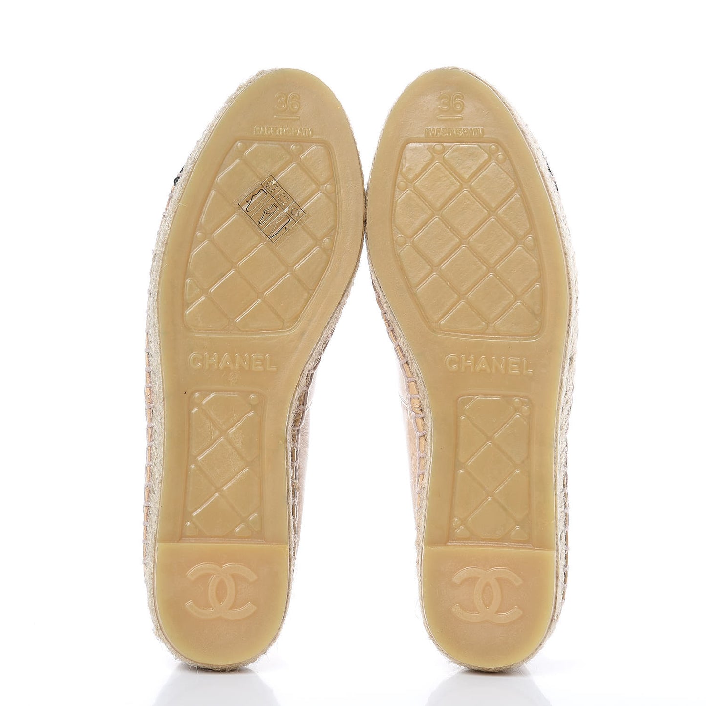 Lambskin CC Espadrilles 36 Beige Black