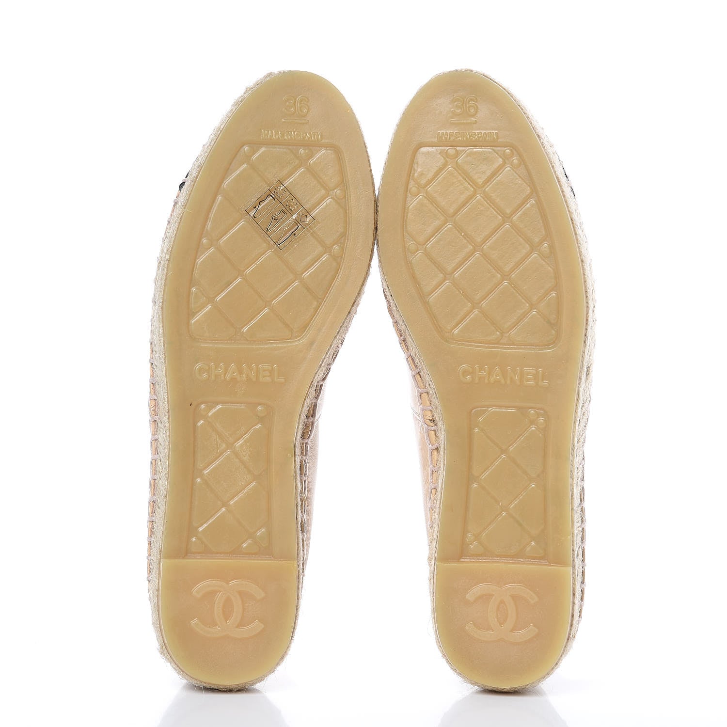 Chanel Lambskin CC Espadrilles 36 Beige Black 5 of 9