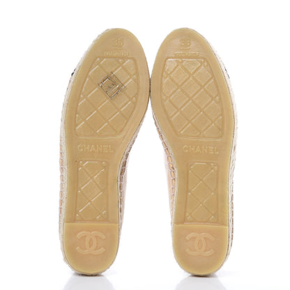 Chanel Lambskin CC Espadrilles 36 Beige Black 5 of 9