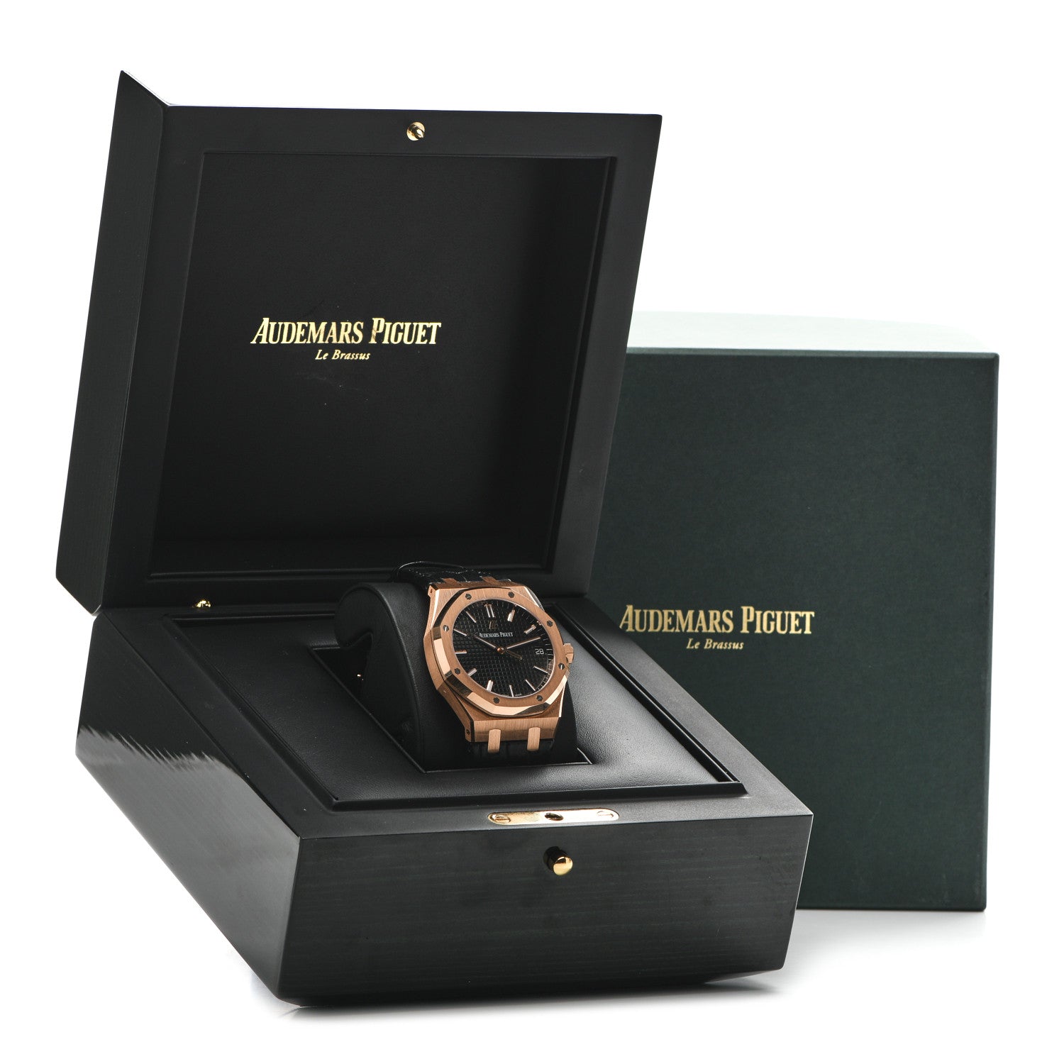 Audemars Piguet 18K Rose Gold Alligator 41mm Royal Oak Automatic Watch Black 15500OR.OO.D002CR.01 5 of 5