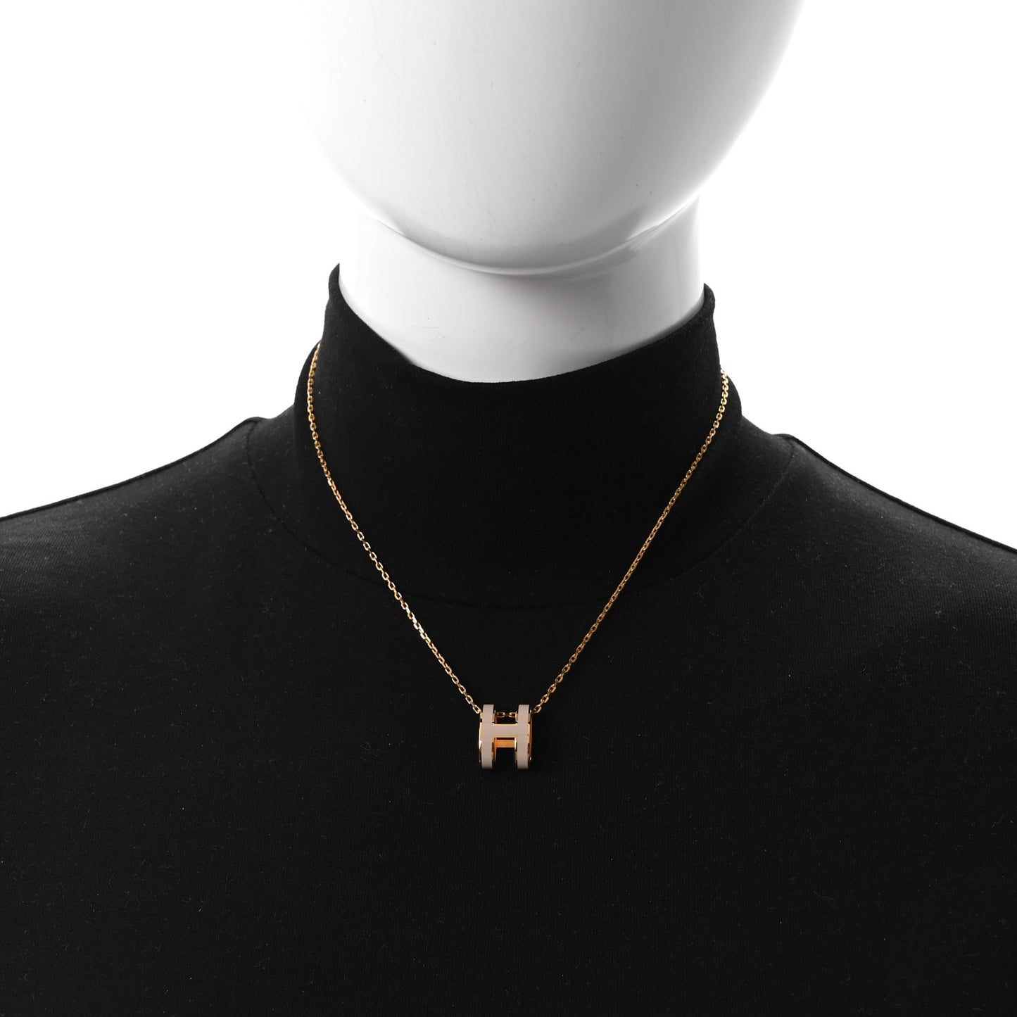 Lacquered Gold Pop H Pendant Necklace Marron Glace