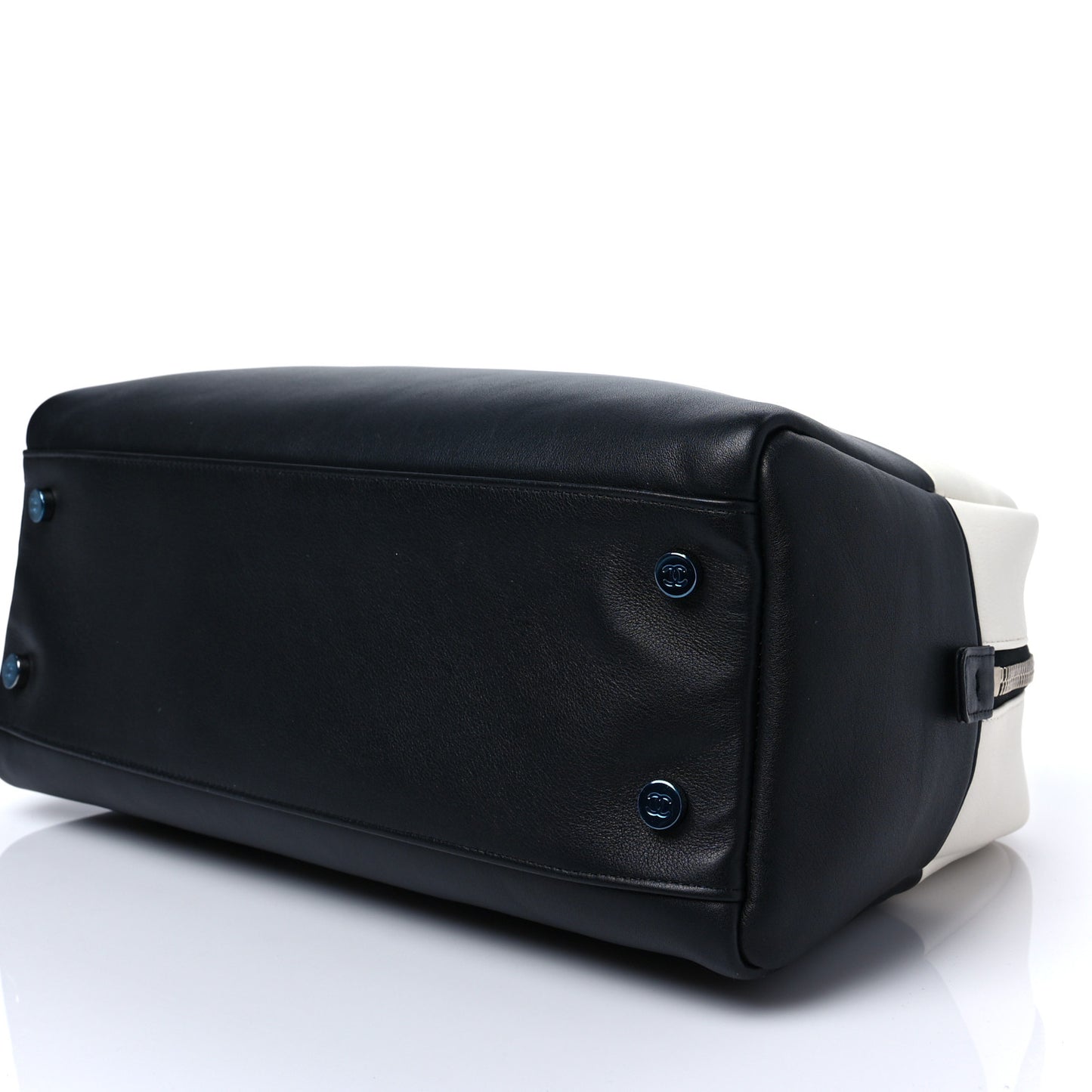 Calfskin Timeless Duo Bowling Bag White Black