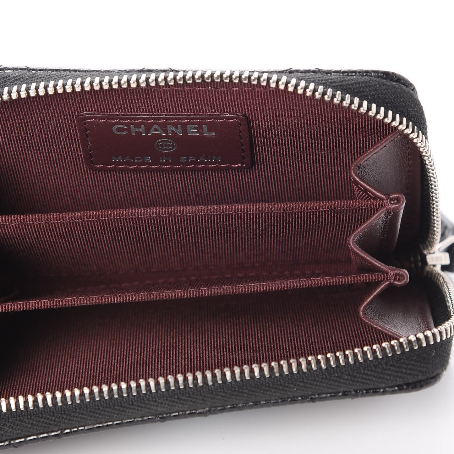 Caviar Quilted Zip Coin Purse Black