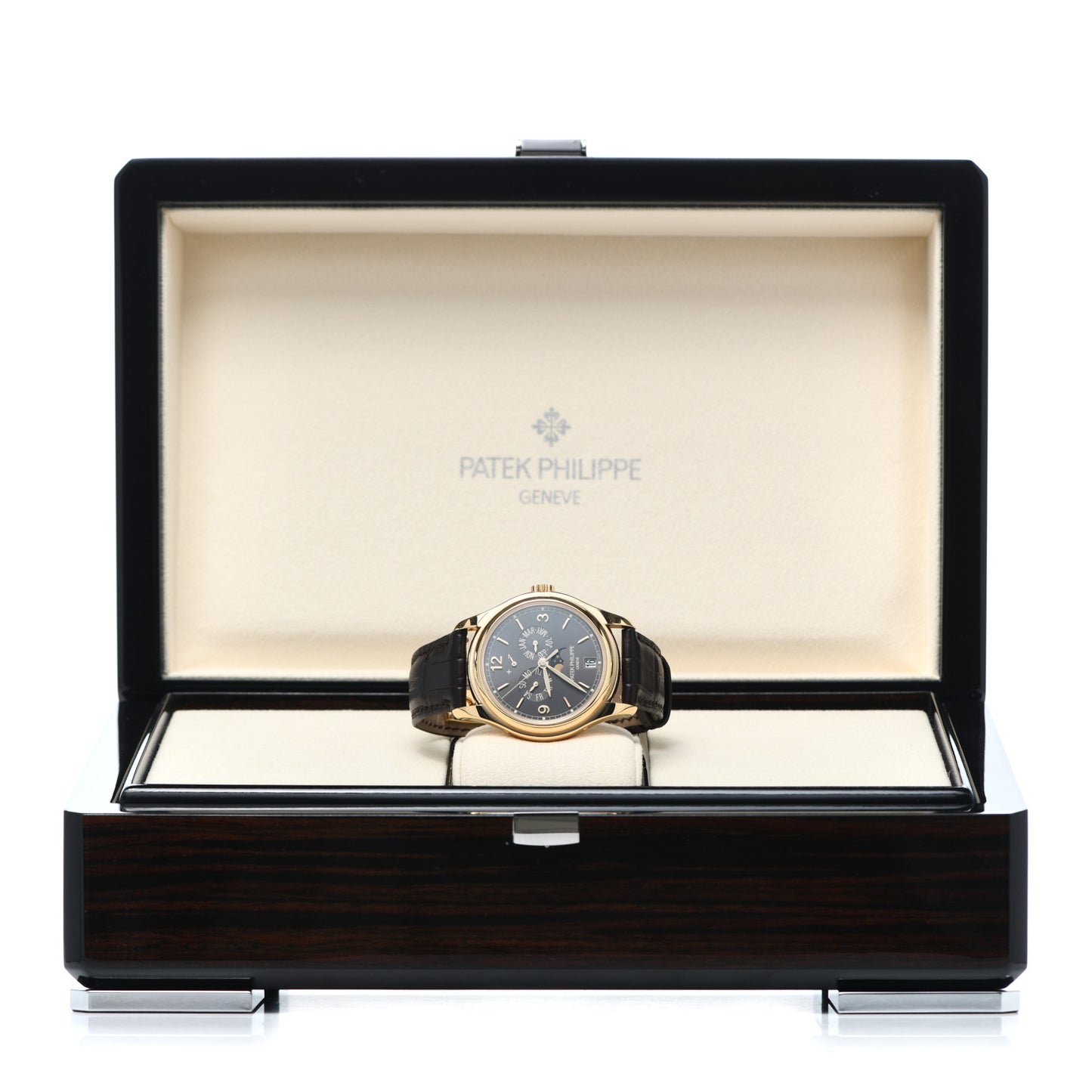 18K Yellow Gold Alligator 39mm Complications Annual Calendar Automatic Watch Grey 5146