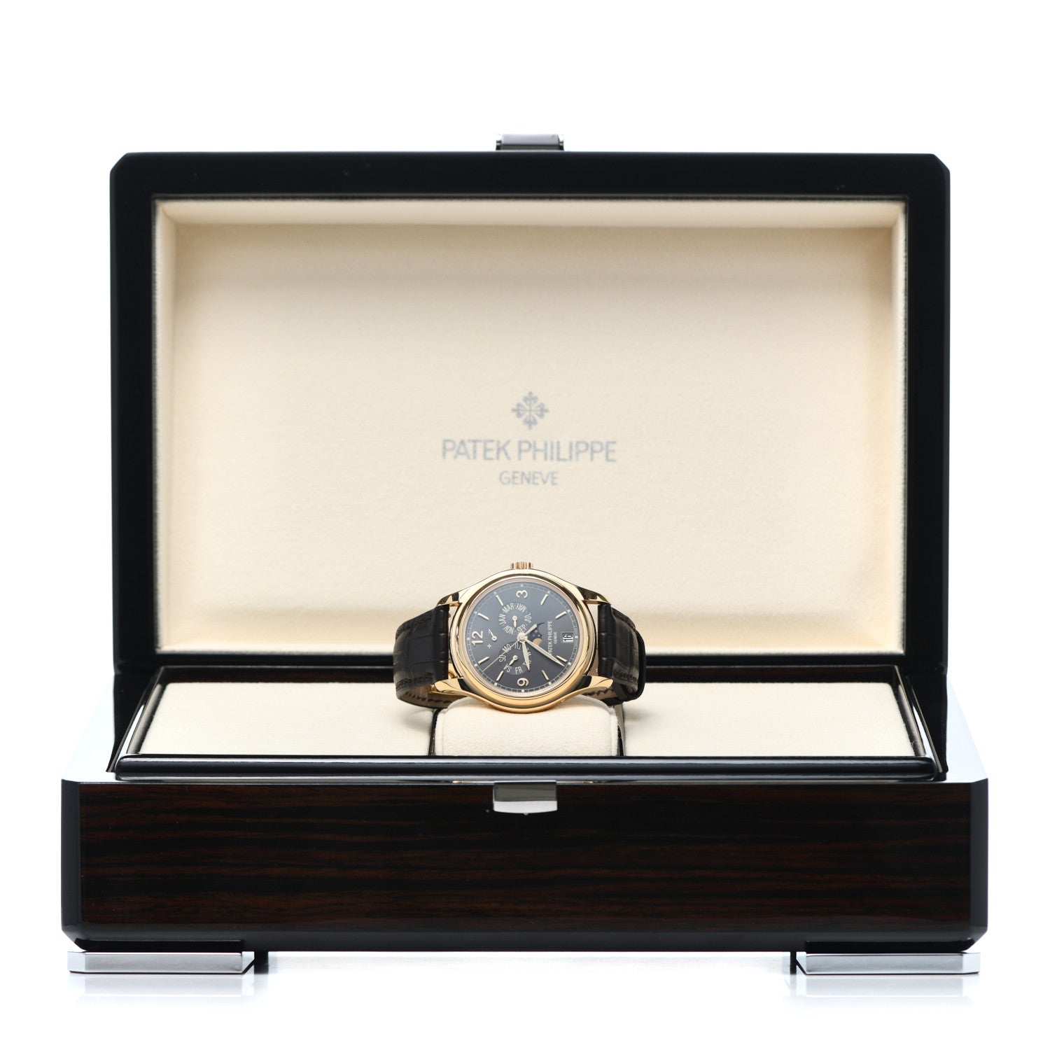 Patek Philippe 18K Yellow Gold Alligator 39mm Complications Annual Calendar Automatic Watch Grey 5146 5 of 5