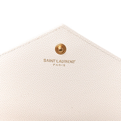 Saint Laurent Grain De Poudre Matelasse Chevron Monogram Chain Wallet Porcellana 6 of 10
