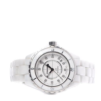 Chanel Stainless Steel Ceramic Diamond 38mm J12 Automatic Watch White 3 of 6