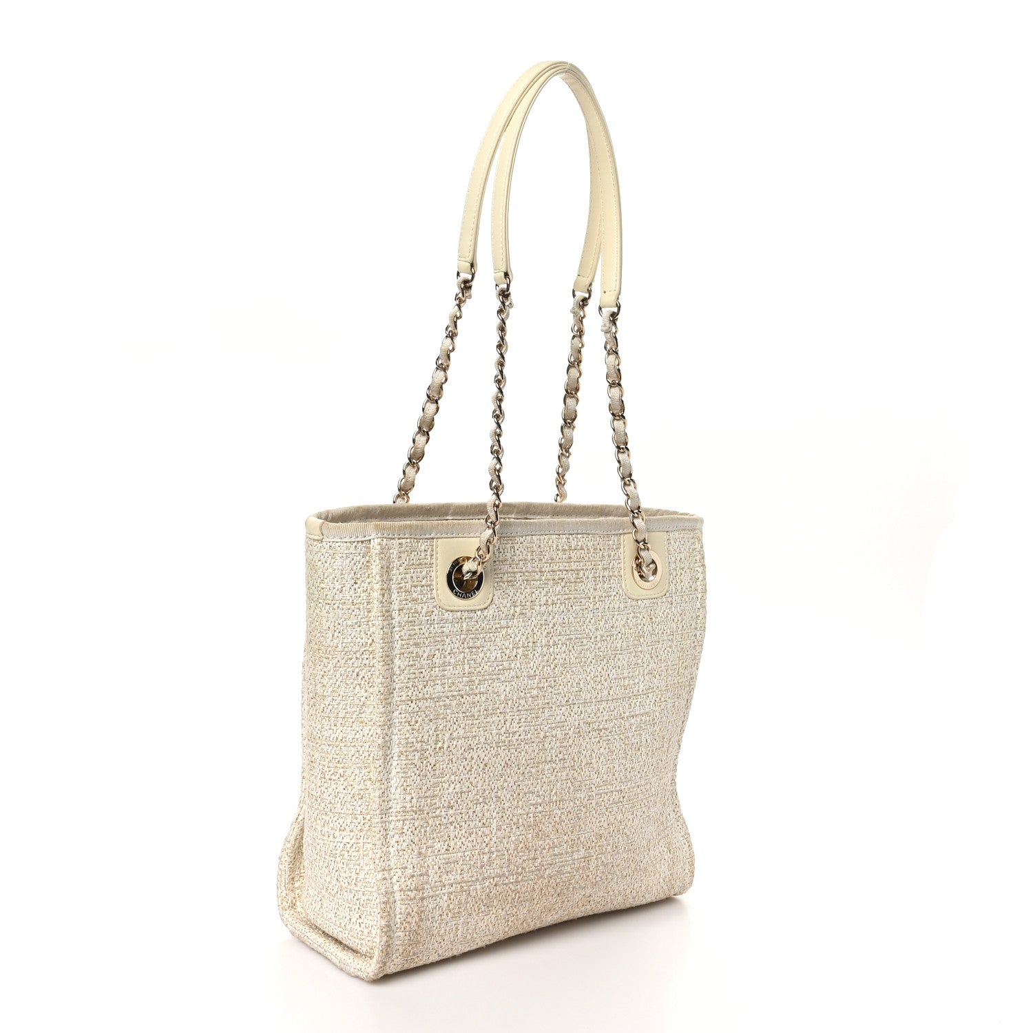 Chanel Lurex Boucle Mini Deauville Tote White 3 of 10