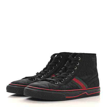 Gucci Econyl Nylon Web Monogram Off The Grid Mens 1977 Tennis High Top Sneakers 9.5 Black 4 of 8