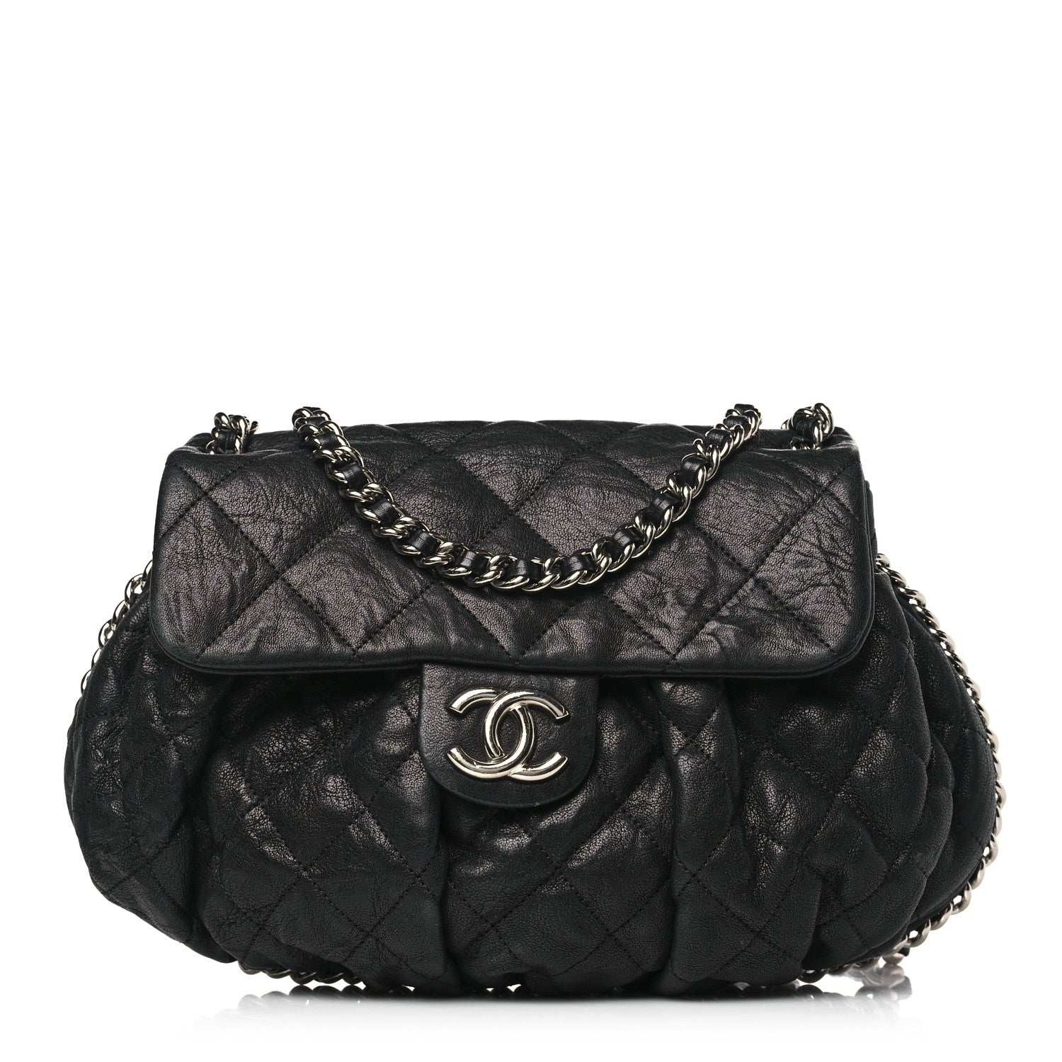 Chanel Washed Lambskin Quilted Chain Around Flap Black 1 of 9