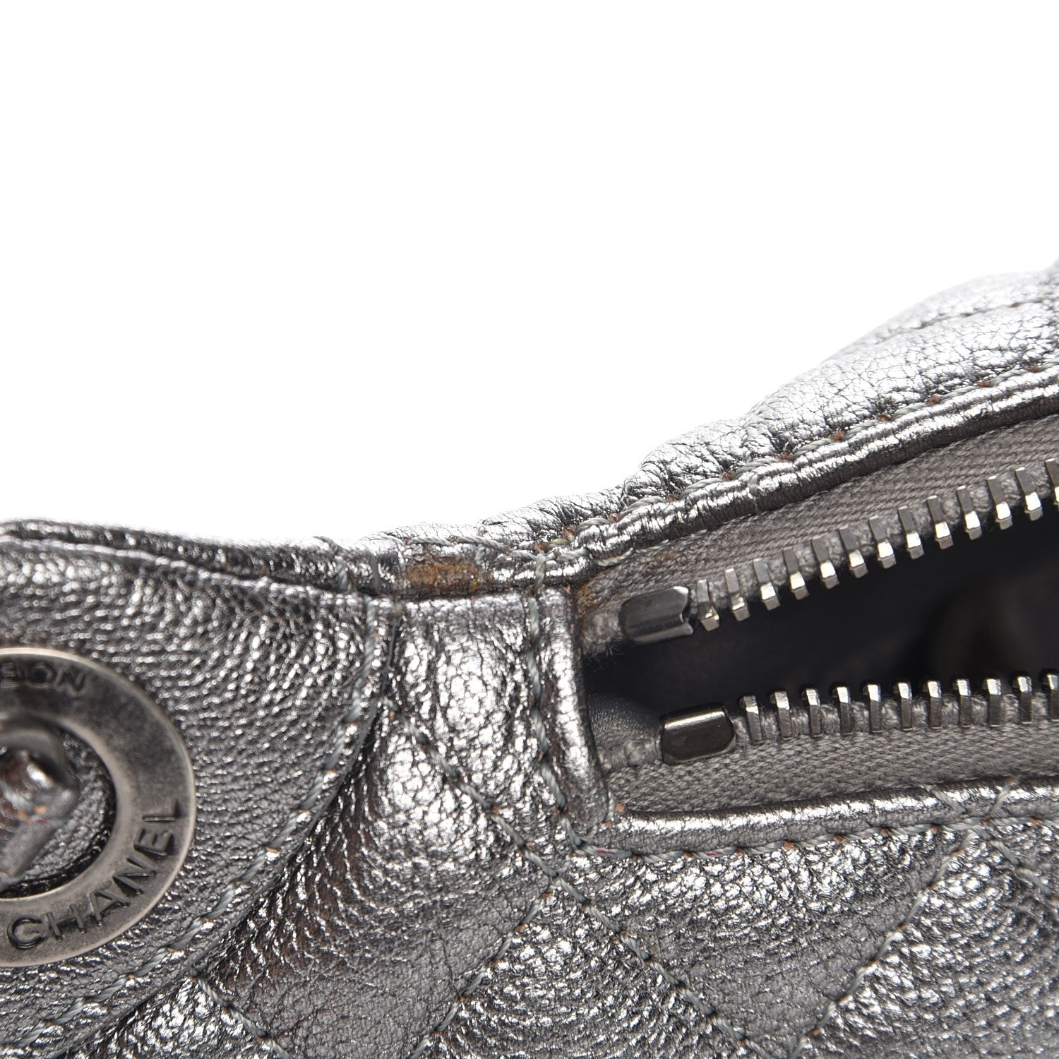 Chanel Metallic Goatskin Quilted Banane Waist Bag Fanny Pack Silver 8 of 9