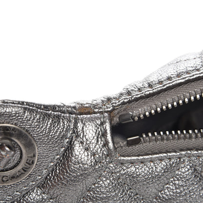 Chanel Metallic Goatskin Quilted Banane Waist Bag Fanny Pack Silver 8 of 9