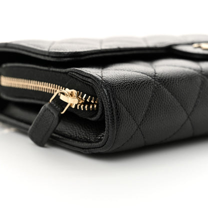 Chanel Caviar Quilted Phone Holder Wallet on Removable Chain Black 10 of 14