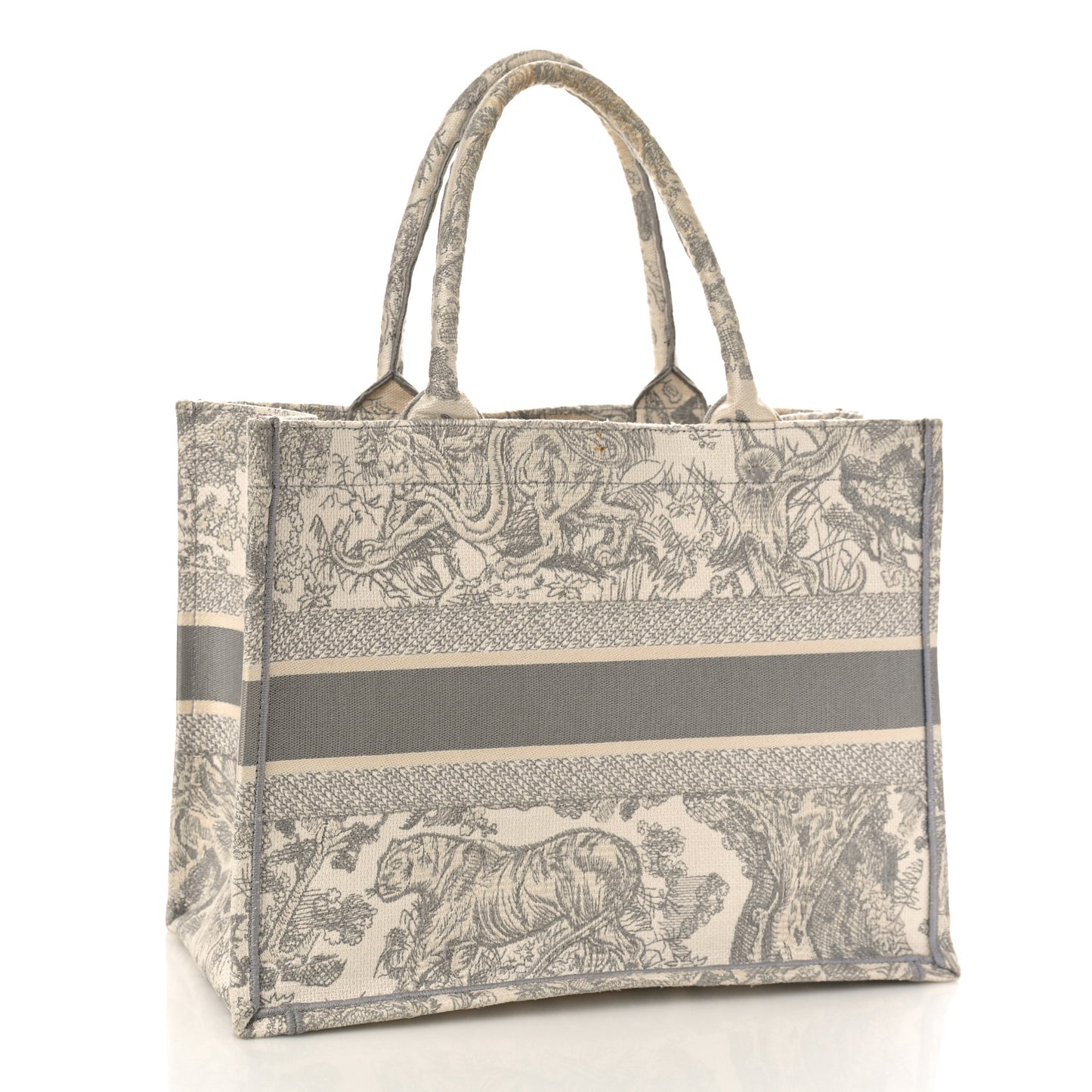 Canvas Embroidered Medium Dioriviera Toile De Jouy Book Tote Gray