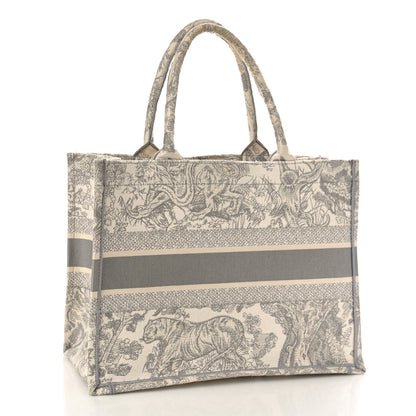 Christian Dior Canvas Embroidered Medium Dioriviera Toile De Jouy Book Tote Gray 3 of 14