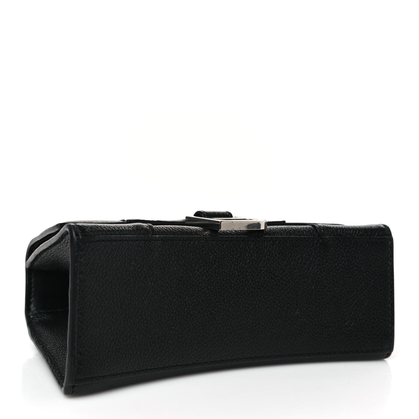 Grained Calfskin Hourglass Top Handle Bag XS Black