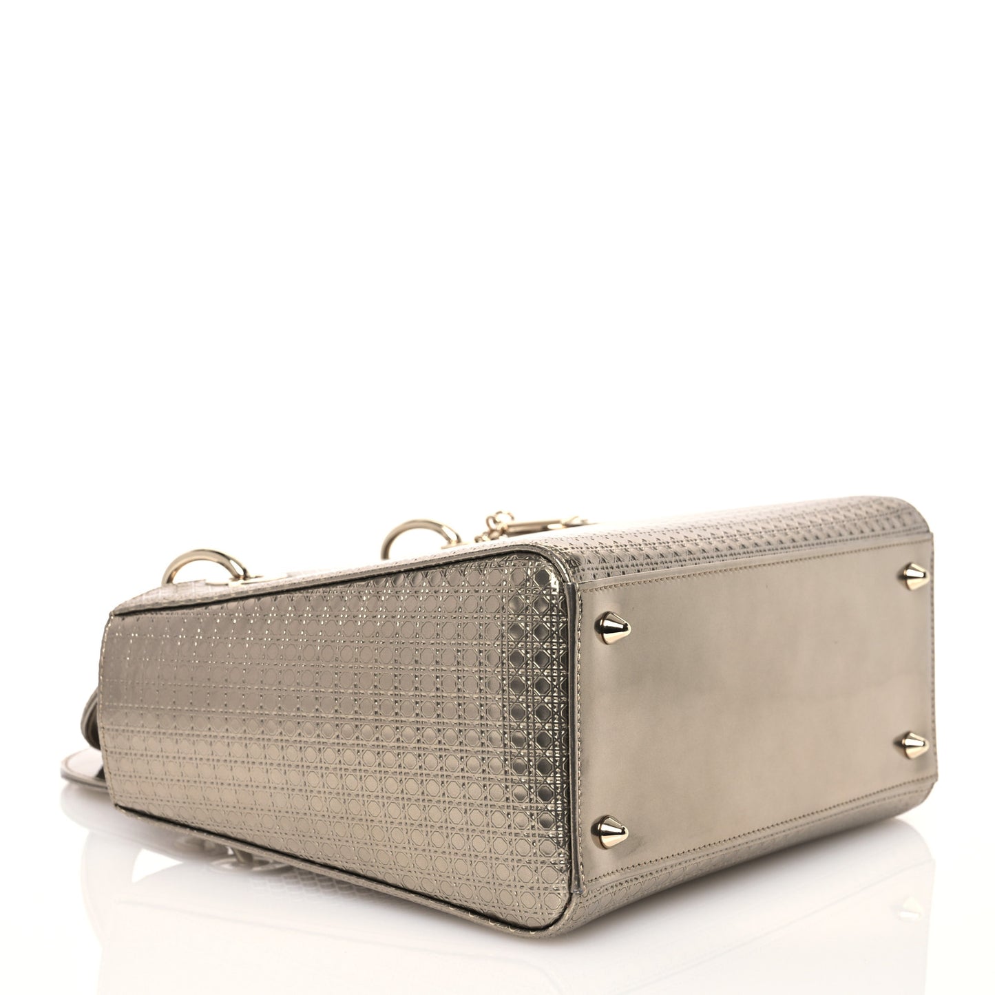 Metallic Patent Micro-Cannage Medium Lady Dior Champagne