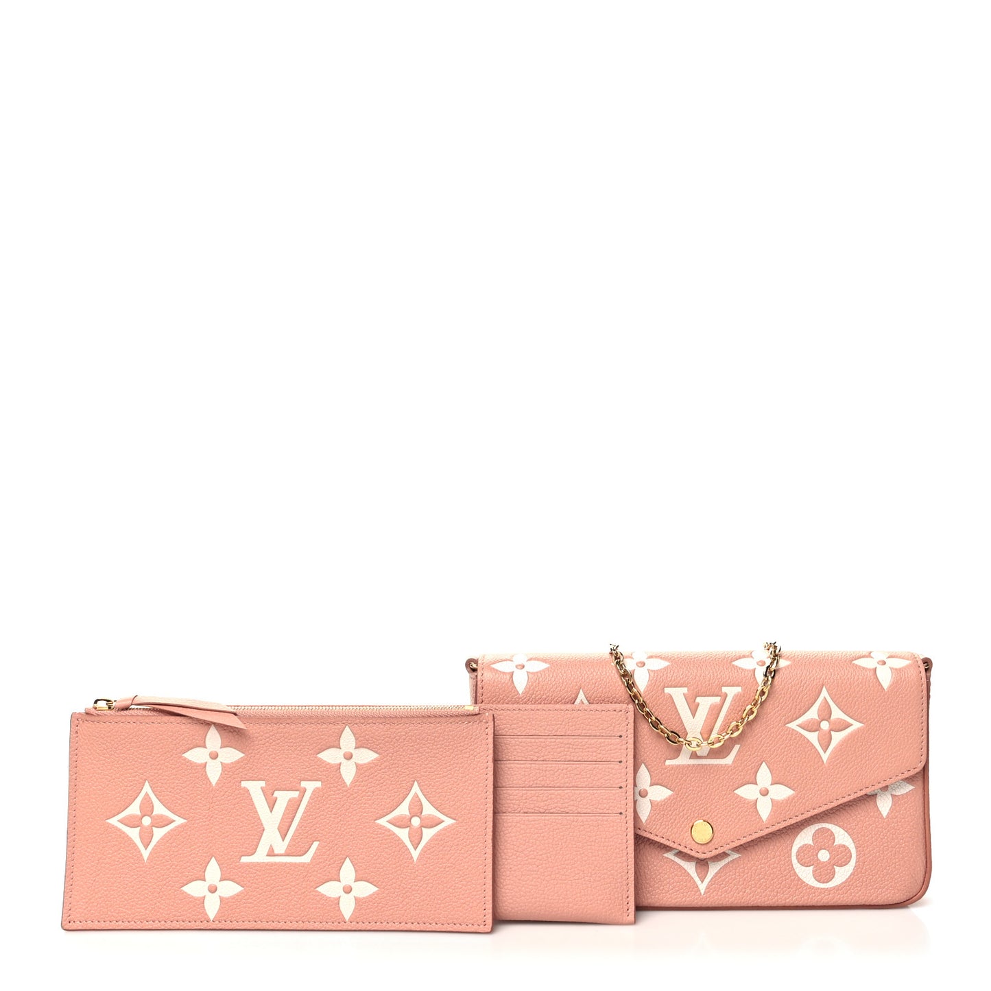Empreinte Monogram Giant Felicie Pochette Chain Wallet Rose Trianon Creme
