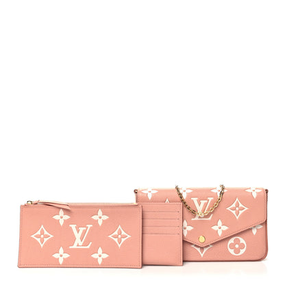 Louis Vuitton Empreinte Monogram Giant Felicie Pochette Chain Wallet Rose Trianon Creme 1 of 12