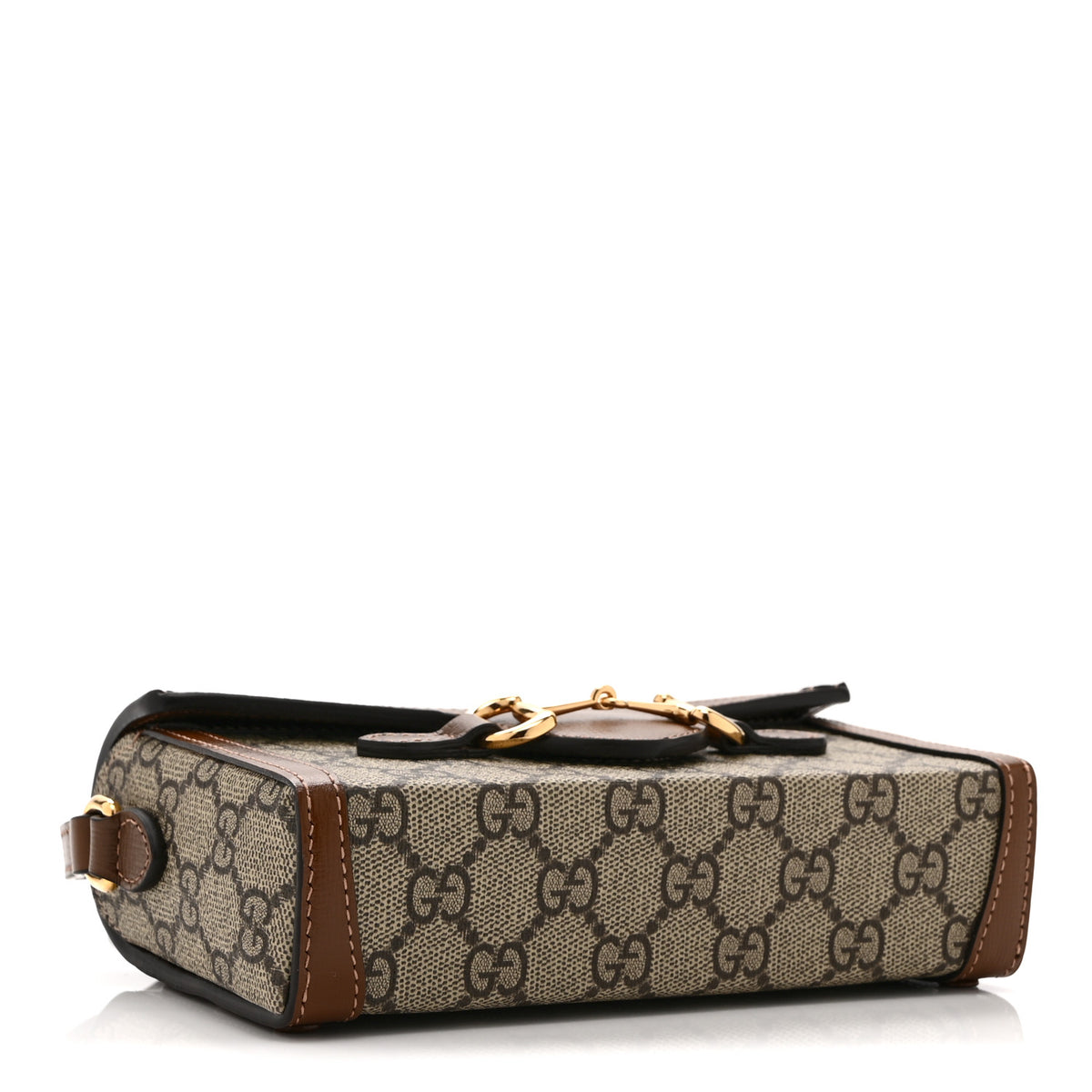 Gucci GG Supreme Monogram Mini Horsebit 1955 Shoulder Bag Beige Brown Sugar 4 of 12