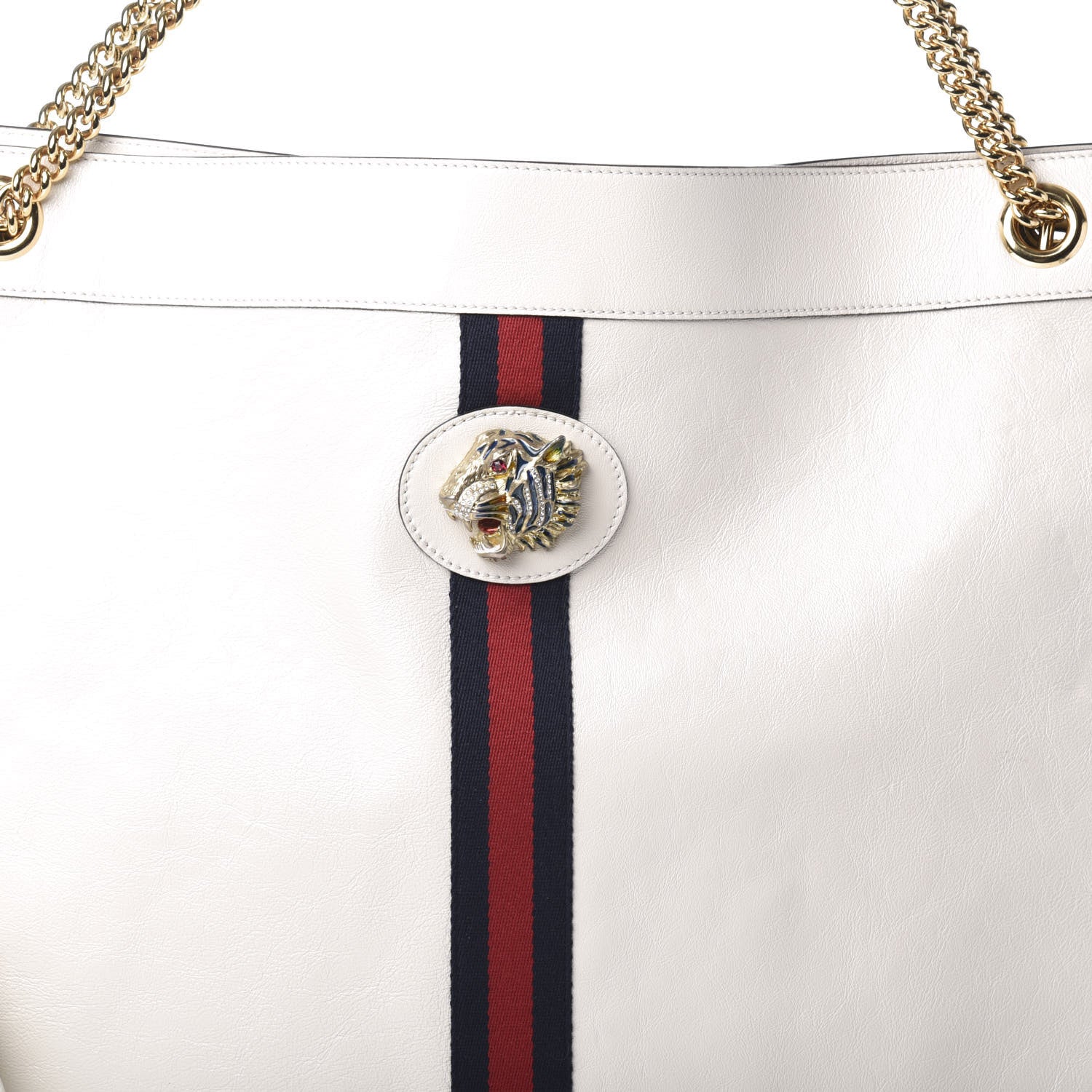 Gucci Calfskin Maxi Rajah Chain Tote White 8 of 8