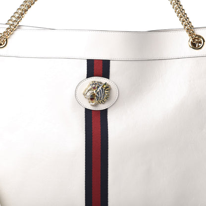 Gucci Calfskin Maxi Rajah Chain Tote White 8 of 8