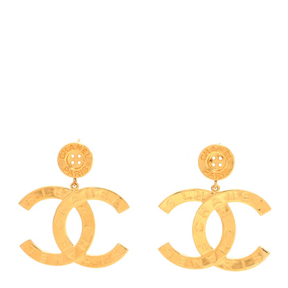 Chanel Metal Large Paris Button Earrings Gold 1 of 4