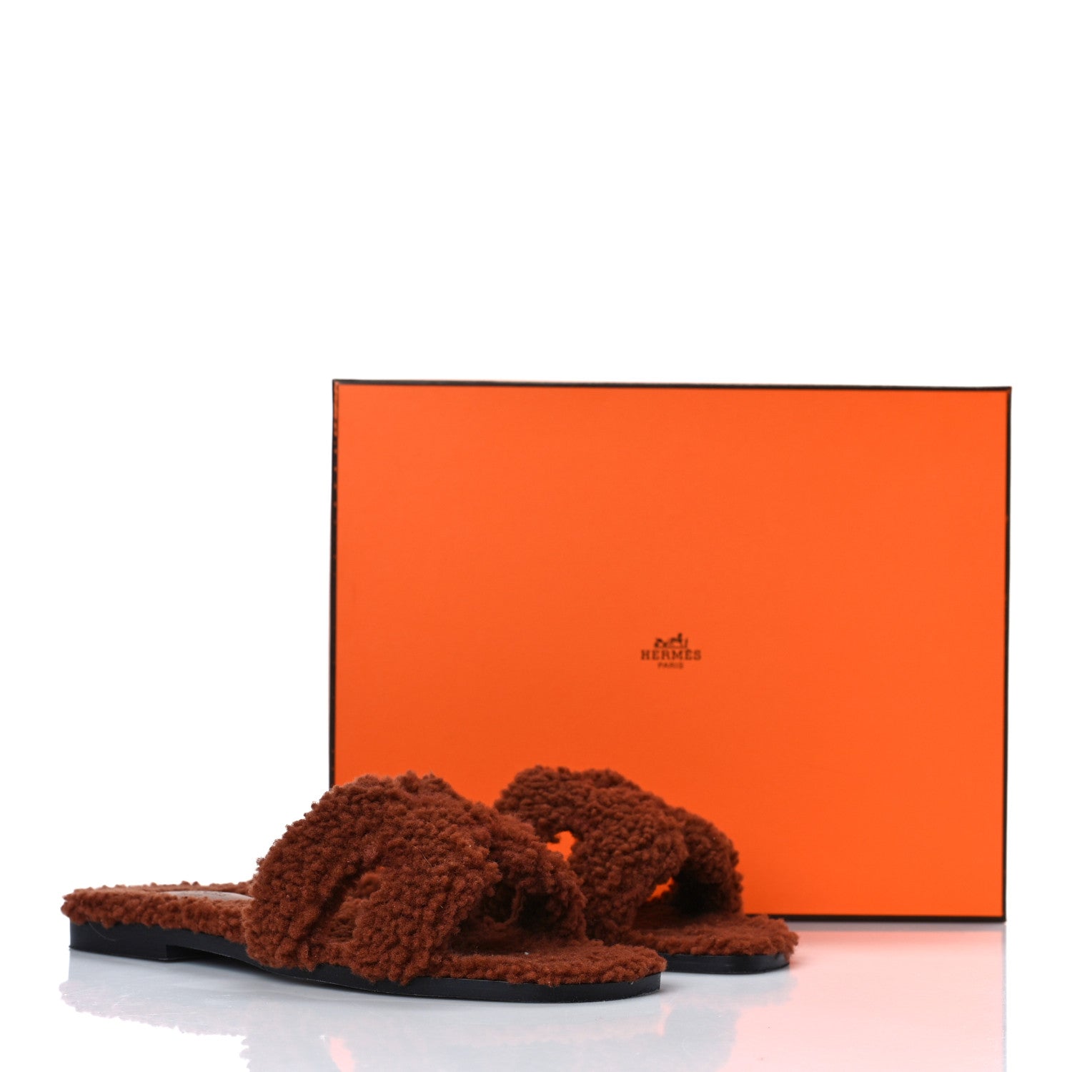 Hermes Woolskin Oran Sandals 37 Cognac 8 of 8