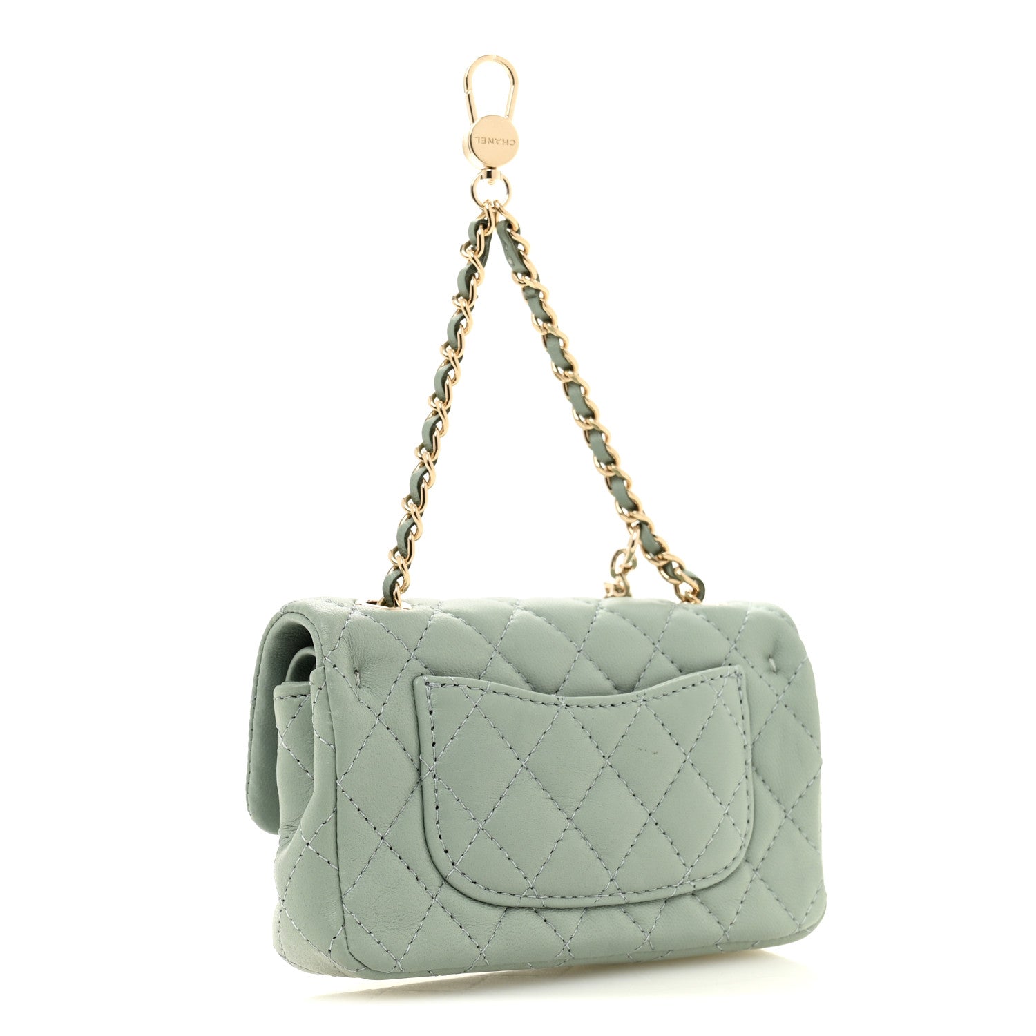 Chanel Lambskin Quilted Mini Flap Bag Charm With Hook Light Green 3 of 10