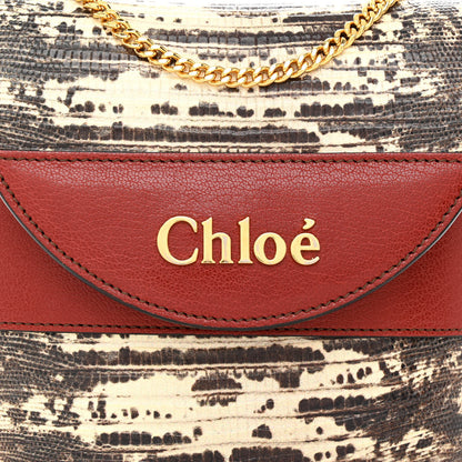 Chloe Calfskin Lizard Embossed Small Aby Lock Sepia Brown 7 of 10