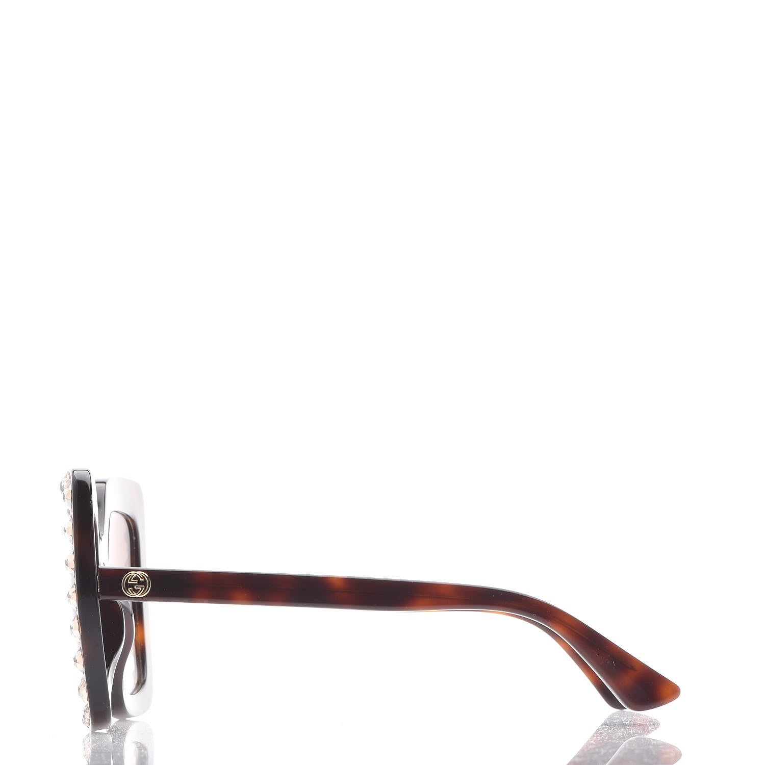 Gucci Acetate Crystal Oversize Sunglasses GG0148S Tortoise 3 of 6