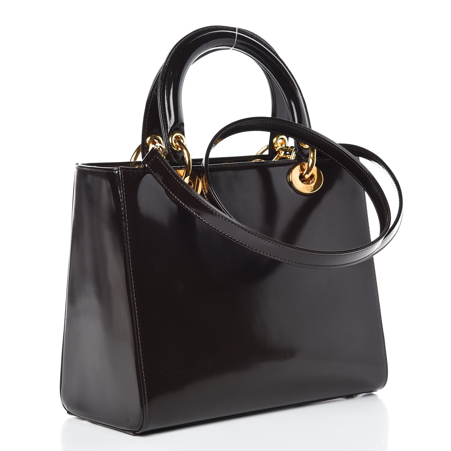 Christian Dior Patent Medium Lady Dior Dark Brown 3 of 9