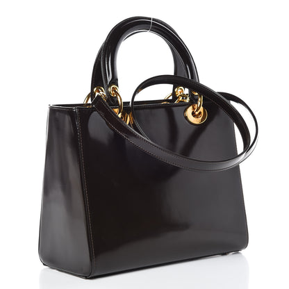 Christian Dior Patent Medium Lady Dior Dark Brown 3 of 9