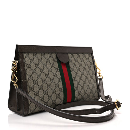 Gucci GG Supreme Monogram Web Medium Ophidia Chain Shoulder Bag Brown 3 of 10
