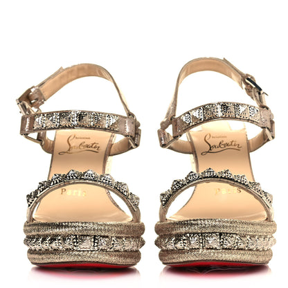 Christian Louboutin Cork Studded Pyradiams 110 Platform Sandals 35 Silver 2 of 8
