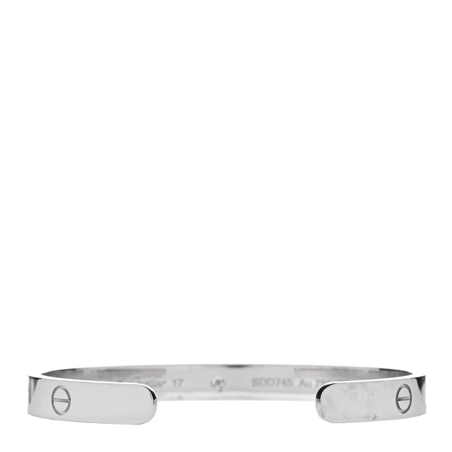 Cartier 18K White Gold 1 Diamond LOVE Cuff Bracelet 17 2 of 4