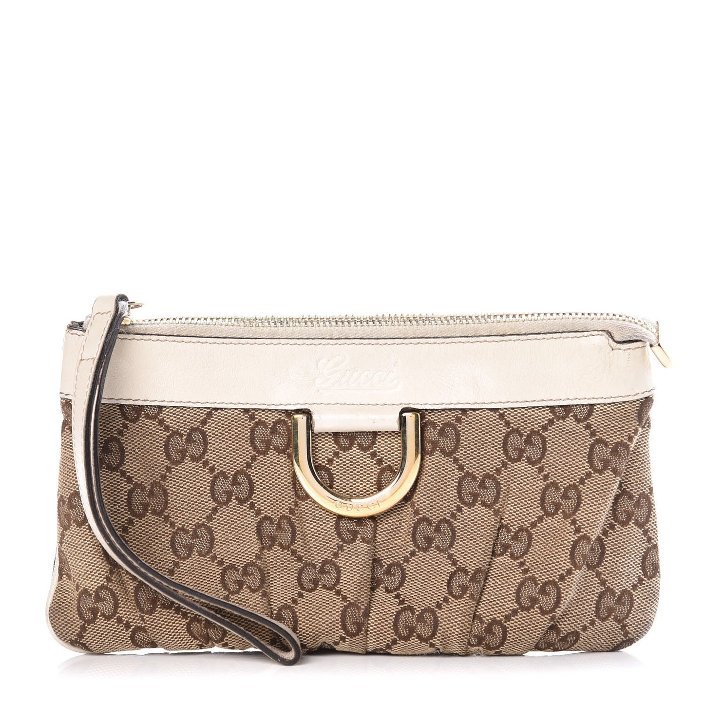 Monogram D Ring Wristlet White